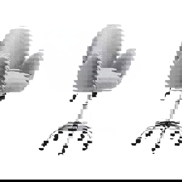 Grey Plush Adjustable Office Chair with Armrests and Rolling Wheels Living and Home