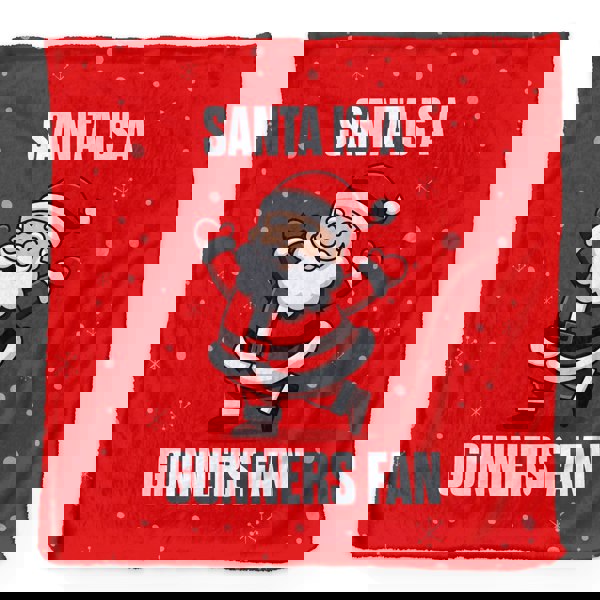 BritishmadeGifts Santa is a Gooners Football Fan - Luxury Fleece Blanket 150cm X 150cm