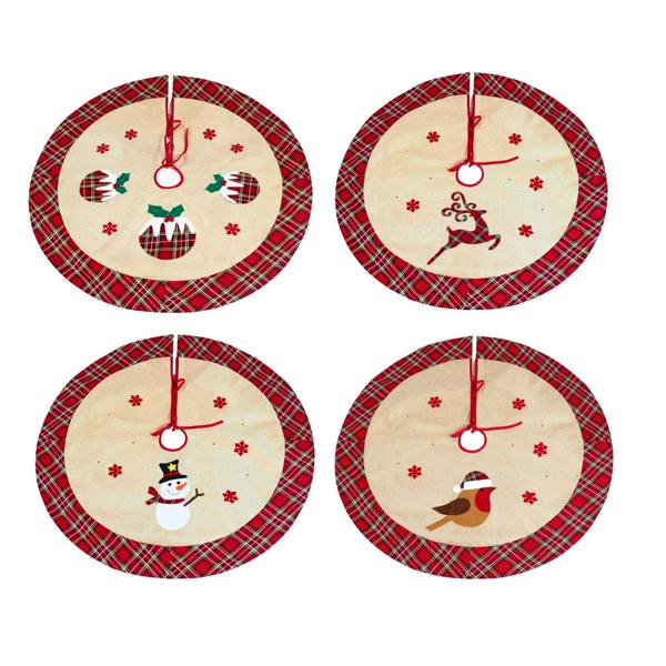 86cm Christmas Tree Skirt Set of 4 Printed Festive Tree Base Covers for Seasonal Home Decor image 1
