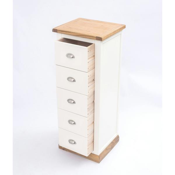 Cabinet Bits Tropea 5 Drawer Narrow Chest of Drawers Chrome Cup Handle