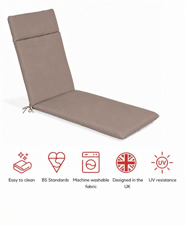 SP Range Lounger Pad Garden Cushion Taupe The Garden Furniture Shop