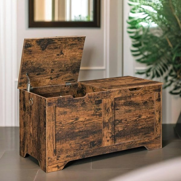 Rafaelo Mobilia Wooden Storage Trunk With 2 Lids