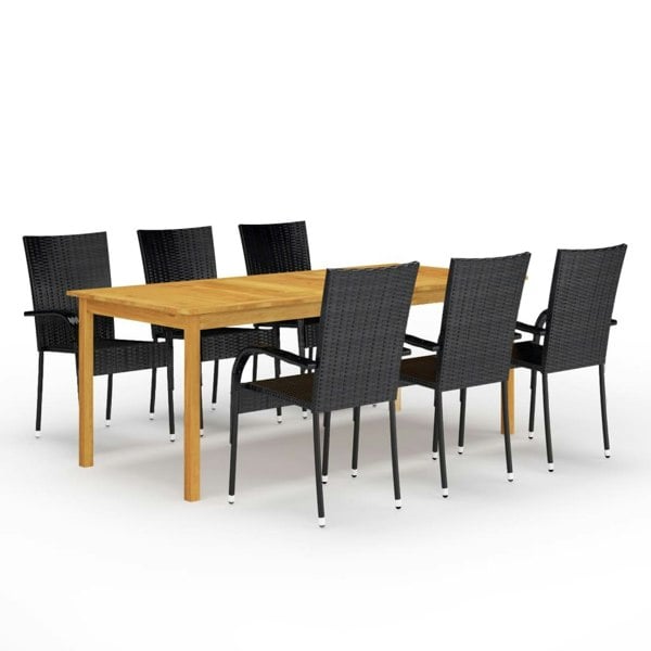 Berkfield 7 Piece Garden Dining Set Black