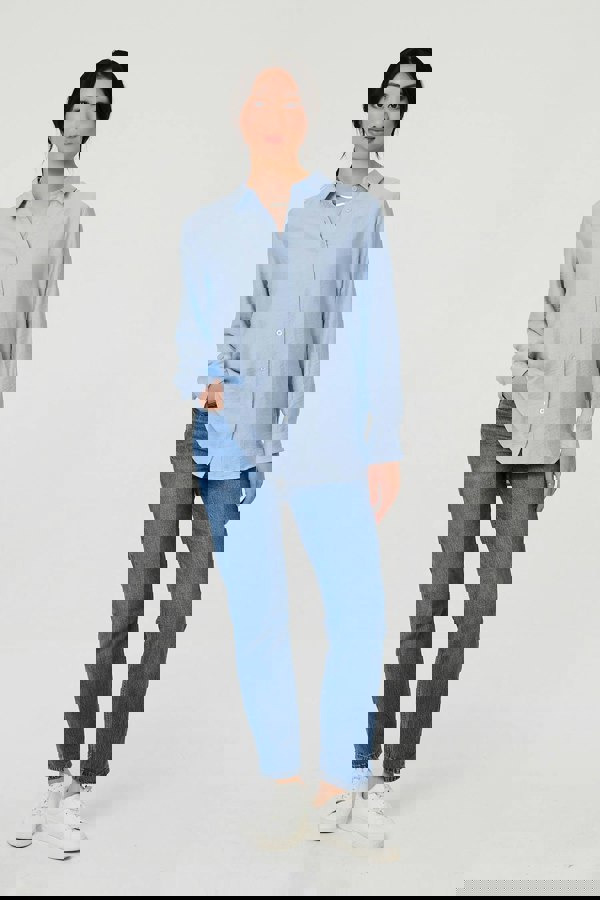 Blue | Long Sleeve Button-Front Shirt
