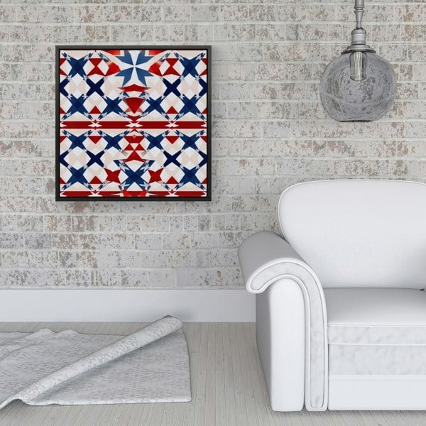 Warren Reed American Flag Abstract Pattern Framed Canvas