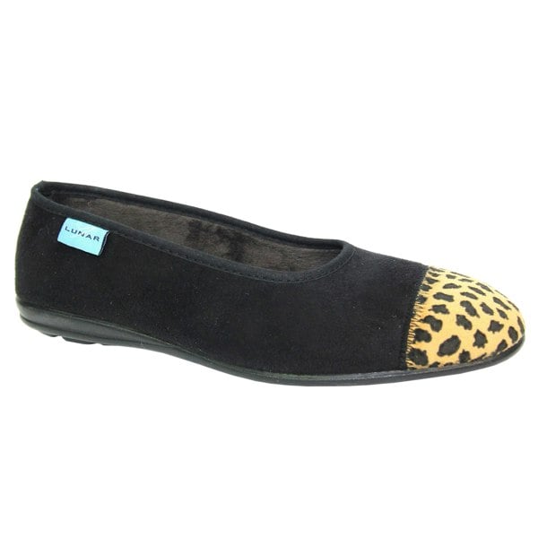 Lunar Women's Jessie Leopard Print Slippers - Black