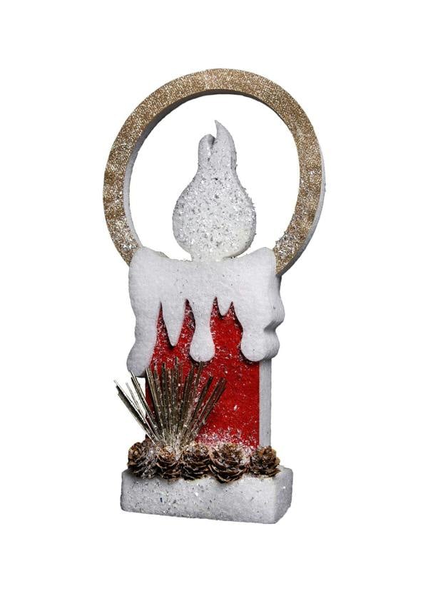 31cm LED Red Foam Christmas Candle Decoration with Glitter Detail for Tabletop Displays image 3