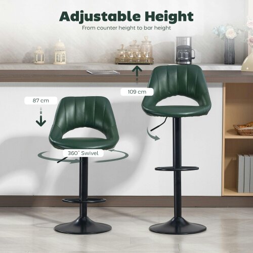 Wyld Haus Nimba Set Of 2 Dark Green Faux Leather Counter Bar Stools