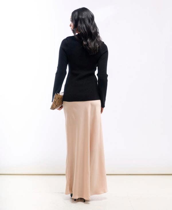 Needs No Label Champagne Satin Maxi Slip Skirt