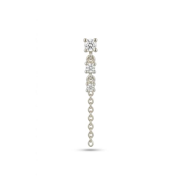 Spero London Fine Diamond Linked Tennis Earring in 14ct Solid Gold - Single