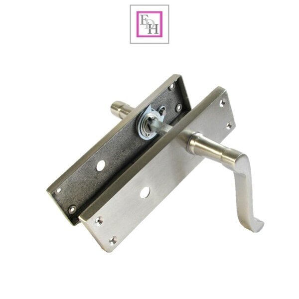 EDH Door Hardware Internal Satin Bathroom Door Handle with Privacy Lock Set Victorian Style,  2 Pairs