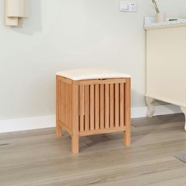 Berkfield Bathroom Stool 40.5x40x52 cm Solid Wood Walnut
