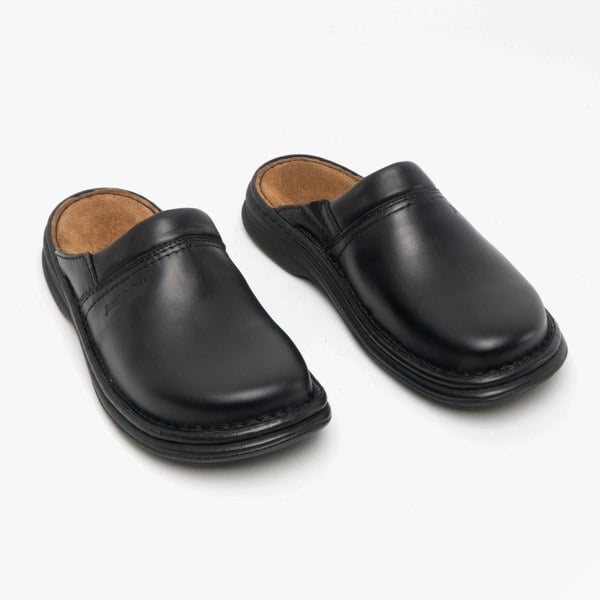 Josef Seibel MAX Mens Leather Mule Clogs Black