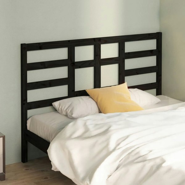 Berkfield Bed Headboard Black 156x4x104 cm Solid Wood Pine