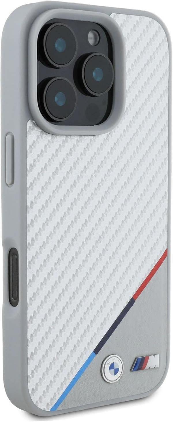 BMW M Carbon Tricolor Line Case with MagSafe for iPhone 16 Pro 6.3" Grey - BMHMP16L23PUDTS
