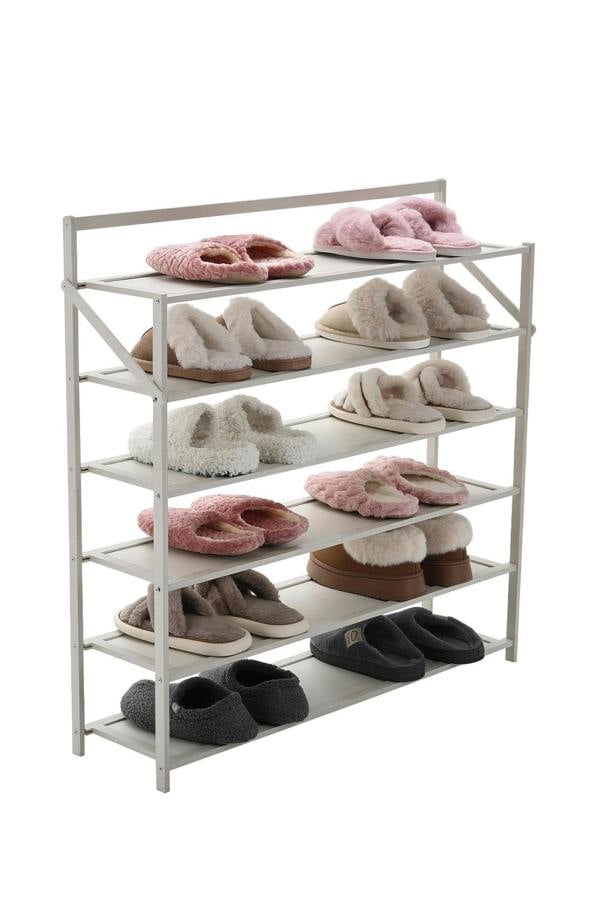 Living and Home 6-Tier Bamboo Foldable Shoe Rack Entrance Shoe Storage