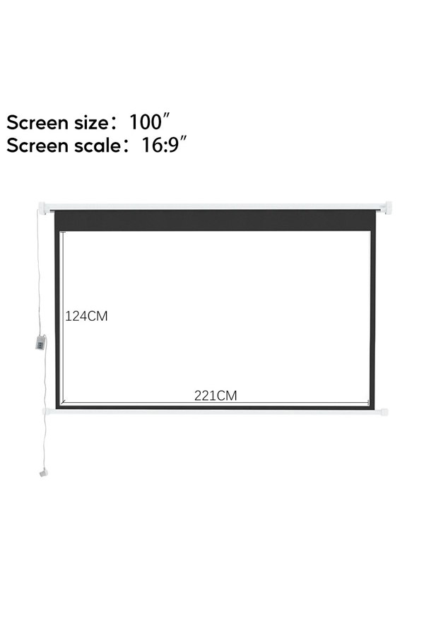 Living and Home 100" White Crossbar Wall Mounted  Electric Motorized Projector Screen with Remote  16:9