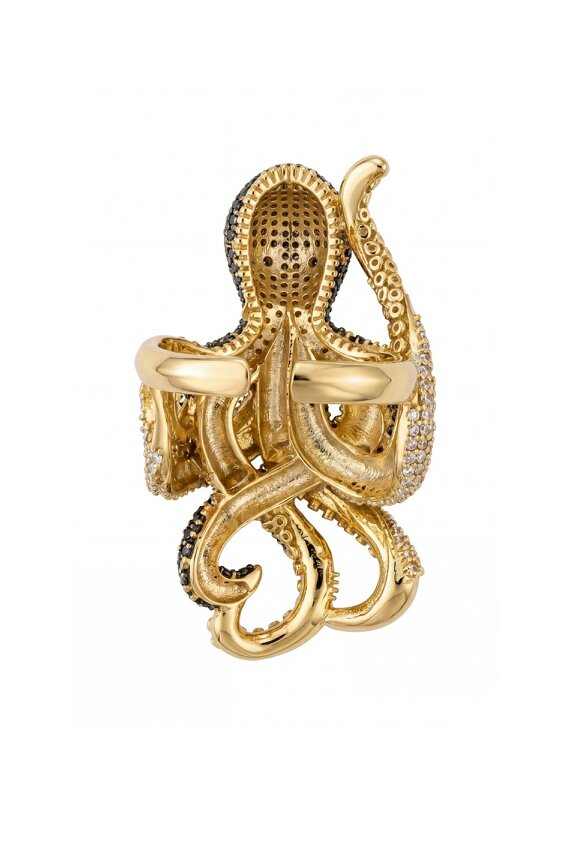 Latelita Octopus Cocktail Ring Nordic Gold Adjustable