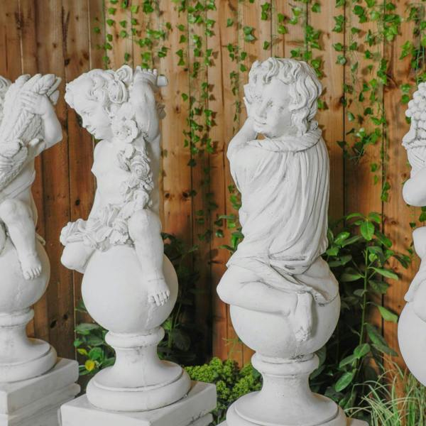 White Four Seasons Cherub Statues 
