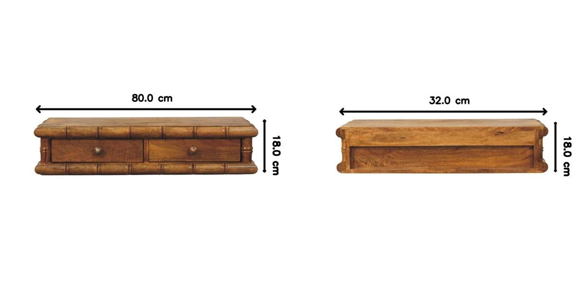 Artisan Furniture Solid Wood Bamboo Wall-Mounted Console, 2 Drawers, Brown