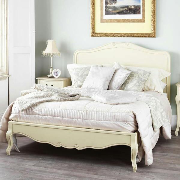 Statement Furniture Juliette French Style Bed with Wooden Headboard. Cream Bed Frame in 3ft 4ft6 5ft 6ft