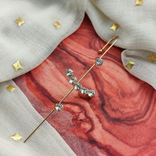 The Colourful Aura Gold and Silver Zircon Ear Wrap Crawler Ear Climber Long Hook Earring