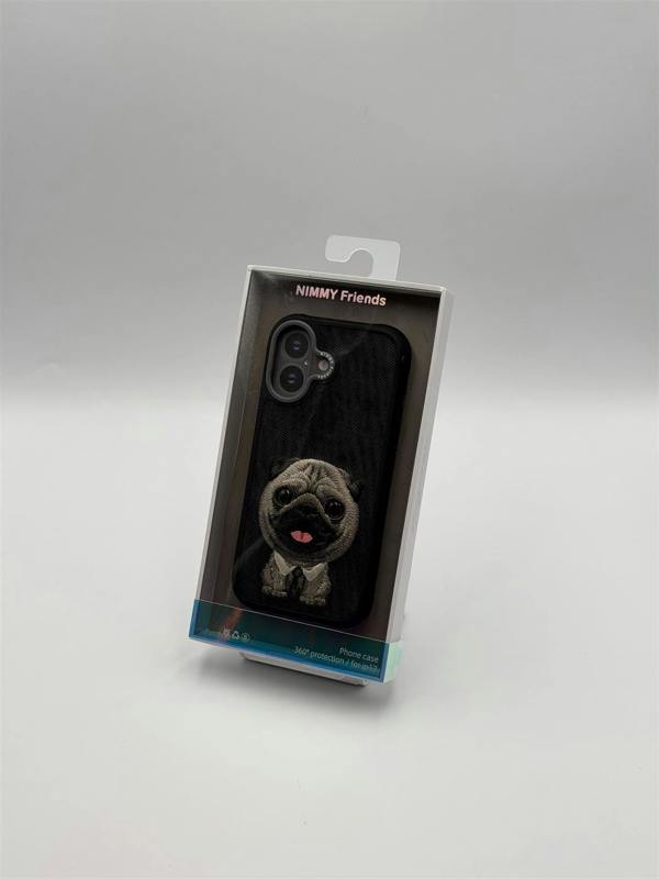 Nimmy Friends Nimmy Big Eye Cute Pet Pug Dog Case with MagSafe for iPhone 17 6.3" Black Grey - N-XDY-IP17-09-A