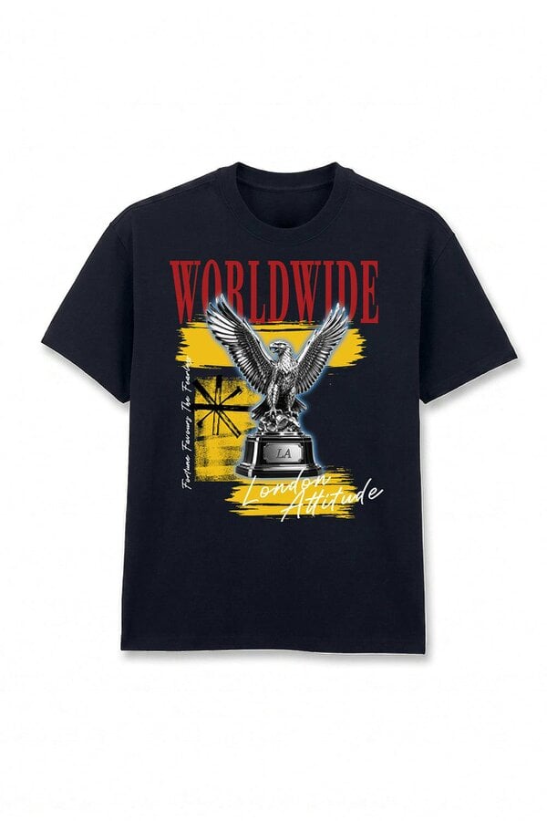 London Attitude Worldwide Eagle Oversized Heavyweight Graphic T-Shirt