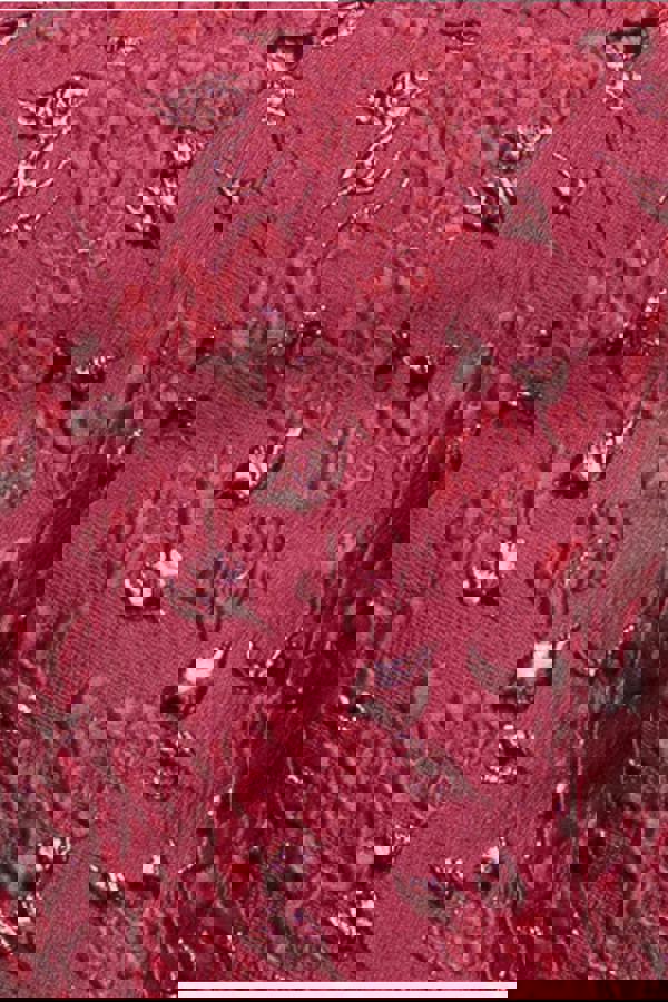 Off Shoulder Jacquard Top With Organza Wings - Burgundy Red T231