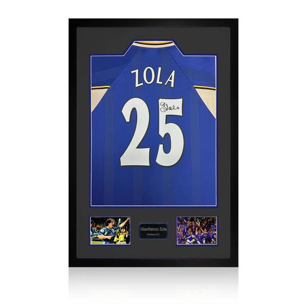 Gianfranco Zola Signed Chelsea Shirt Premium Frame
