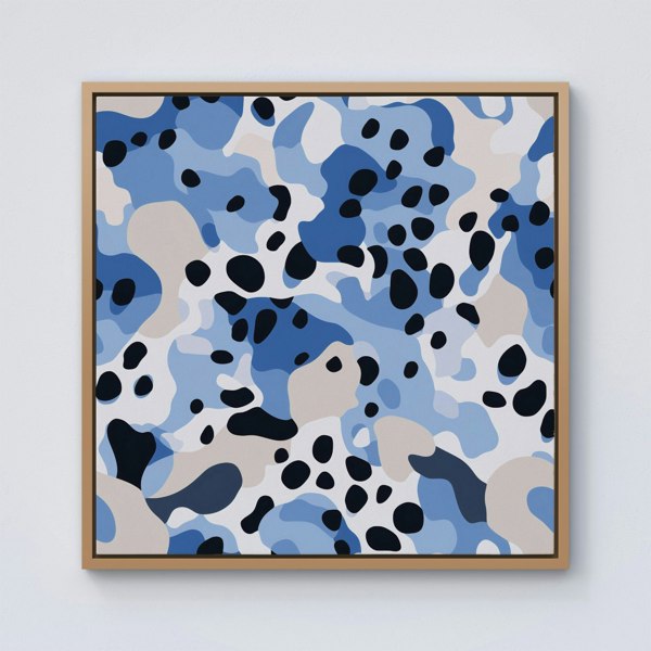 Warren Reed Blue Camouflage Pattern Framed Canvas