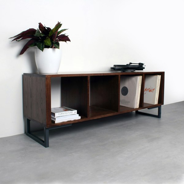 The Urban Editions Condor Vinyl Storage Cabinet On Minimalist Square legs