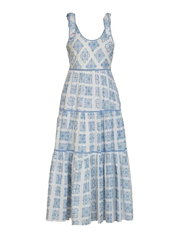 Rose & Nancy Maisy Blue White Printed Lace Trim Maxi Sun Dress&nbsp;