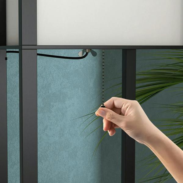 Black lamp frame detail with top fixture area and control knob