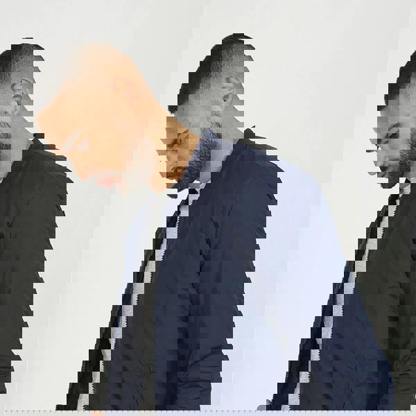 Brave Soul Navy Collarless Bomber Zip-Up Jacket - Navy Image 4