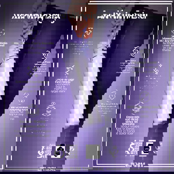 A lavender-colored, double-walled stainless steel water bottle is held by a person; its features are highlighted. The bottle is award-winning, with a hide-away handle, crevice-free design, hygiene cover, and wide opening mouth.