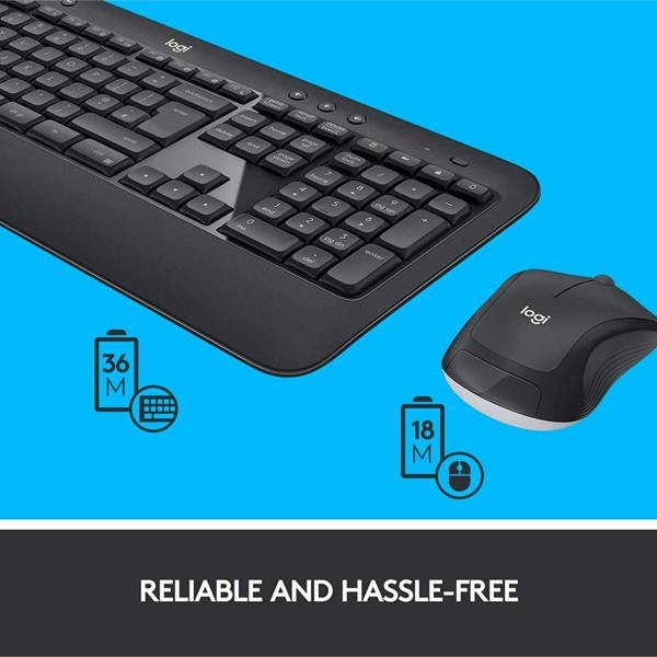 Dyzi MK540 Wireless Keyboard Mouse Combo 2.4GHz USB Full Size Black
