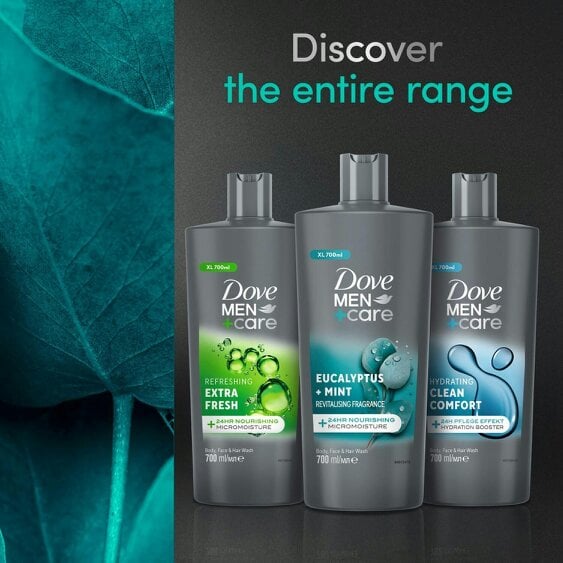 Dove Men+Care Eucalyptus + Mint 3-in-1 Hair, Face and Body Wash 3x700 ml