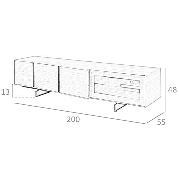 Angel Cerdá Walnut and Black Steel TV Cabinet With Interior Lighting 3219