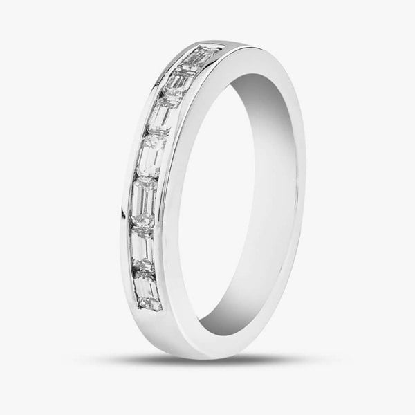 T. H. Baker Platinum 0.60ct Emerald Cut Diamond Half Eternity Ring R37895PT95DD