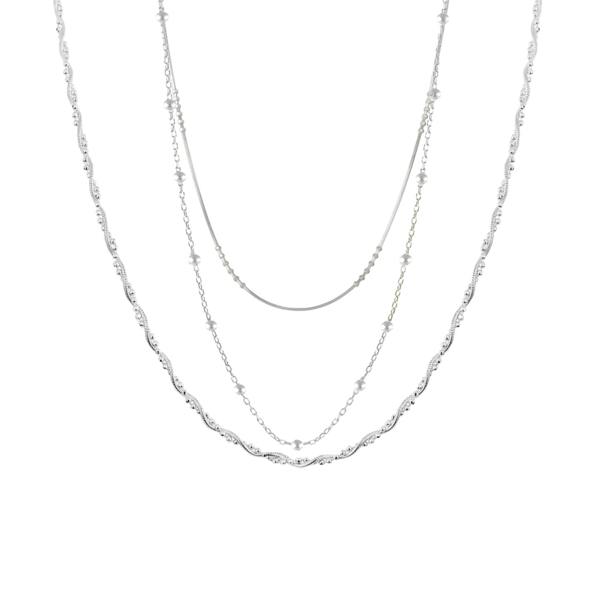 Spero London Twisted and Beaded Chains Sterling Silver Layering Necklace Set