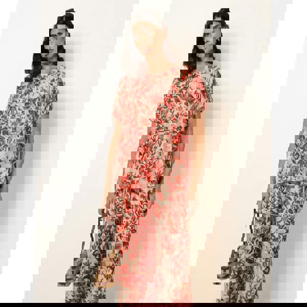 Blue Vanilla Watercolour Floral Print Elasticated Sleeve Top