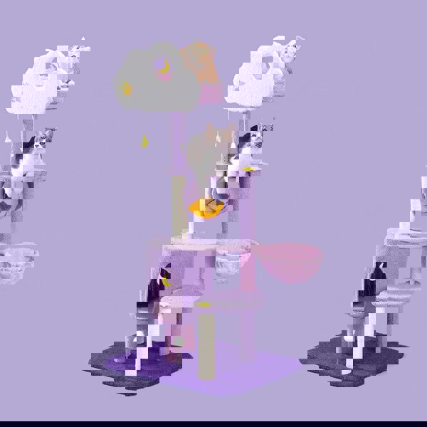 Díaz Cat Climber, Cat Tree, Coral Fleece, Purple-Weilai Concept-Weilai Concept