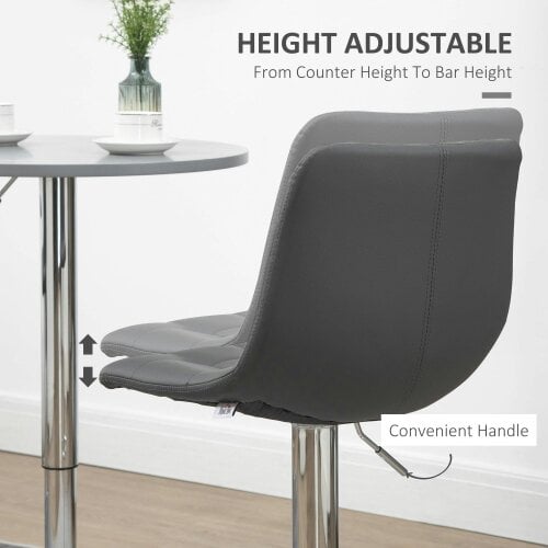 Wyld Haus Vivivi Set Of 2 Grey Tufted Faux Leather Swivel Bar Stools With Back Support