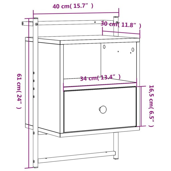 Berkfield Bedside Cabinets Wall-mounted 2 pcs Smoked Oak 40x30x61 cm Engineered Wood
