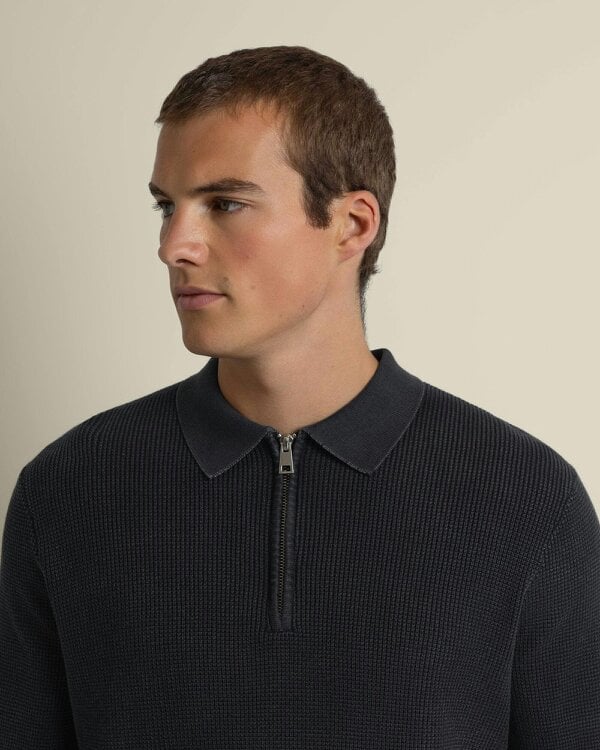 Larsson & Co Gaerum - Vintage Wash Long Sleeve Polo Shirt