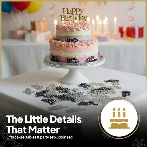 Black and Silver Happy Birthday Confetti Table Scatter, 14g Birthday Party Decoration image 6