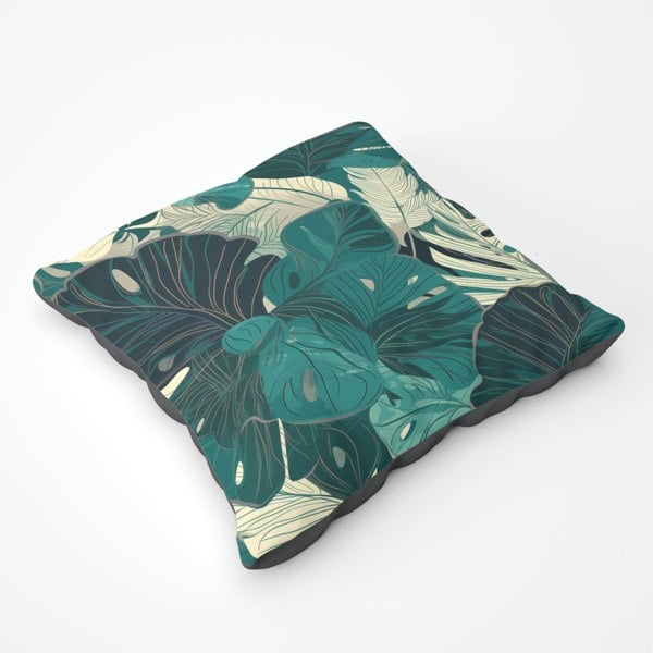 Warren Reed Tropical Green Leaves Floor Cushion