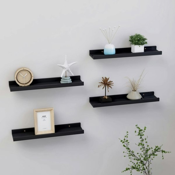 Berkfield Wall Shelves 4 pcs Black 40x9x3 cm