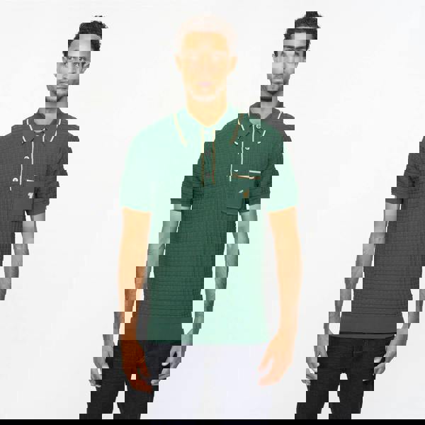 Gabicci V55GM28 Mens Roy Short Sleeve Archive Knitted Three Button Polo Gabicci Vintage - IVY